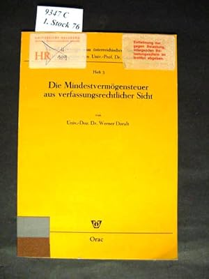Imagen del vendedor de Die Mindestvermgensteuer aus verfassungsrechtlicher Sicht. a la venta por avelibro OHG