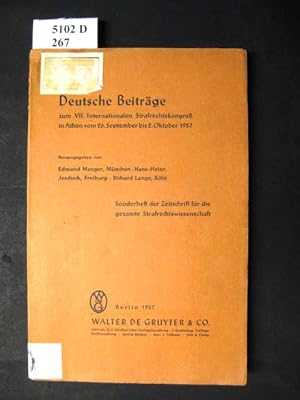 Seller image for Deutsche Beitrge zum VII. Intern. Strafrechtskongress in Athen. Vom 26. September bis 2. Oktober 1957. for sale by avelibro OHG