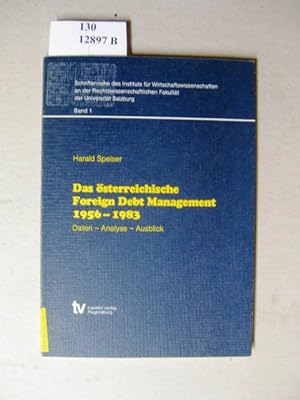 Bild des Verkufers fr Das sterreichische Foreign-Debt-Management. 1956 - 1983. Daten, Analyse, Ausblick. zum Verkauf von avelibro OHG