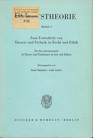 Seller image for Zum Fortschritt von Theorie und Technik in Recht und Ethik On the advancement of theory and technique in law and ethics. for sale by avelibro OHG