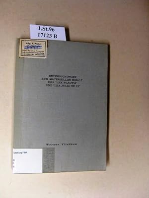 Seller image for Untersuchungen zum materiellen Inhalt der "Lex Plautia" und "Lex Julia de VI". Inaugural-Disseration zur Erlangung der Doktorwrde einer Hohen Juristischen Fakultt der Ludwig-Maximilians-Universitt zu Mnchen. for sale by avelibro OHG