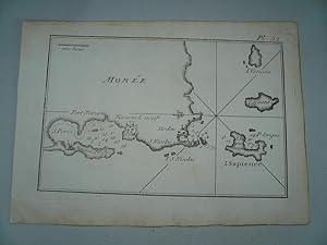 Port Navaria+I.Sapience, anno 1795, Roux J.--Modon/Methoni--- Naval map, copperengraving, edited ...
