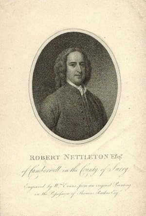 Bild des Verkufers fr Engraved Portrait of Nettleton, Head and Shoulders, in oval, by W. Evans. zum Verkauf von R.G. Watkins Books and Prints