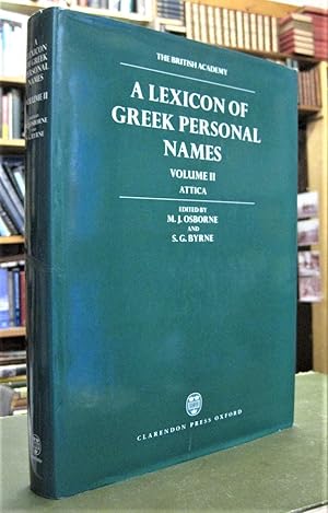 Seller image for A Lexicon of Greek Personal Names: Volume II - Attica for sale by Edinburgh Books