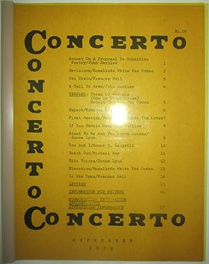 Image du vendeur pour Concerto. September 1972 mis en vente par Mare Booksellers ABAA, IOBA