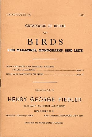 Catalogue of Books on Birds, Bird Magazines, Monographs, Bird Lists