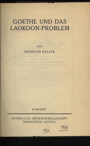 Bild des Verkufers fr Goethe und das Laokoon-Problem. zum Verkauf von Antiquariat Bookfarm