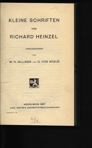 Image du vendeur pour Kleine Schriften von Richard Heinzel. mis en vente par Antiquariat Bookfarm
