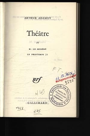 Bild des Verkufers fr Theatre, IV. M le Modere, Le printemps 71. zum Verkauf von Antiquariat Bookfarm