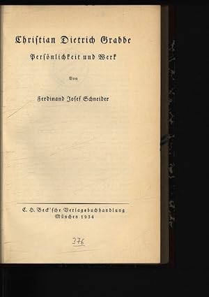 Bild des Verkufers fr Christian Dietrich Grabbe. Persnlichkeit und Werk. zum Verkauf von Antiquariat Bookfarm