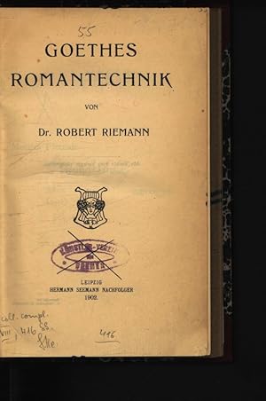 Seller image for Goethes Romantechnik. for sale by Antiquariat Bookfarm