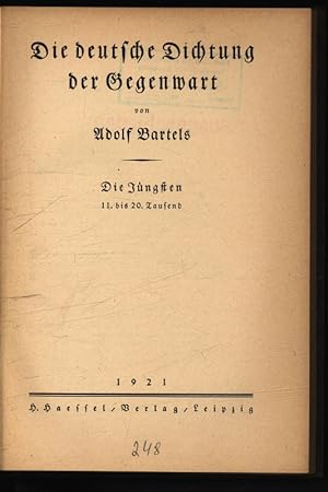 Imagen del vendedor de Die deutsche Dichtung der gegenwart. Die Jngsten. a la venta por Antiquariat Bookfarm