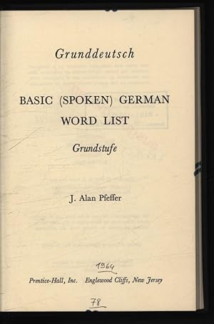 Bild des Verkufers fr Grunddeutsch. Basic (Spoken) German, Word List. Grundstufe. zum Verkauf von Antiquariat Bookfarm