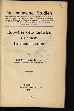 Image du vendeur pour Entwrfe Otto Ludwigs zu einem Hermannsdrama. mis en vente par Antiquariat Bookfarm