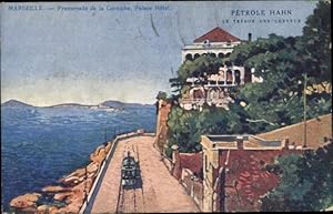 Image du vendeur pour Knstler Ansichtskarte / Postkarte Marseille Bouches du Rhne,Promenade de la Corniche, Palace Hotel, Reklame, Petrole Hahn mis en vente par akpool GmbH