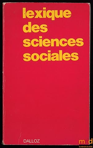 Immagine del venditore per LEXIQUE DES SCIENCES SOCIALES venduto da La Memoire du Droit