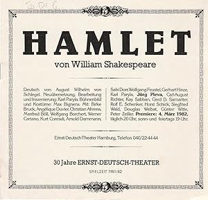 Image du vendeur pour Programmheft HAMLET Tragdie von William Shakespeare Premiere 4. Mrz 1982 Spielzeit 1981 / 82 Heft 6 mis en vente par Programmhefte24 Schauspiel und Musiktheater der letzten 150 Jahre