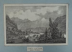 Zell am See gegen Norden. Lithographie v. J. Stießberger aus G. Pezolt "Die interessantesten Punk...