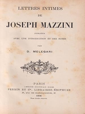 Imagen del vendedor de Lettres intimes de Joseph Mazzini a la venta por Librodifaccia