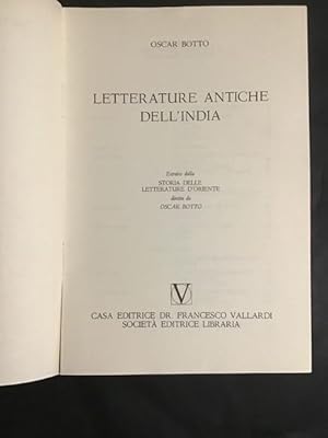 Seller image for LETTERATURE ANTICHE DELL'INDIA for sale by Il Mondo Nuovo