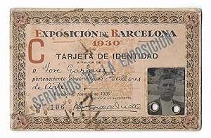 Tarjeta de Identidad. Exposición de Barcelona 1930 Servicios de la Exposición