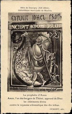 Ansichtskarte / Postkarte Souvigny Allier, Bible XIIe siecle, La prophetie d'Amos, Bibel