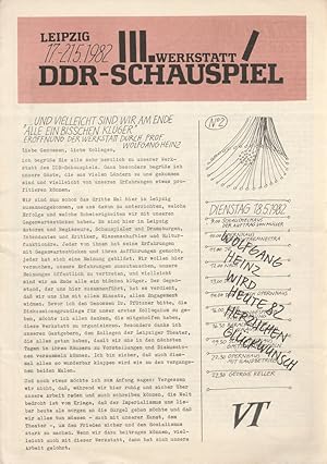 Seller image for III. Werkstatt DDR-Schauspiel Leipzig 17-21.5.1982 Bulletin No 2 for sale by Programmhefte24 Schauspiel und Musiktheater der letzten 150 Jahre