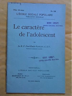 Seller image for Le caractre de l'adolescent for sale by Claudine Bouvier
