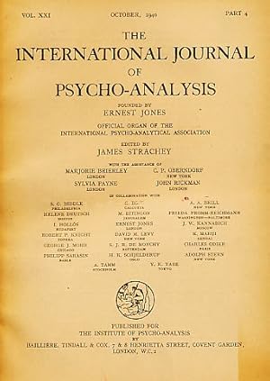 Bild des Verkufers fr The International Journal of Psycho-Analysis. Vol. XXI. 1940. Part 4. zum Verkauf von Fundus-Online GbR Borkert Schwarz Zerfa