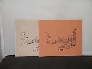Paper Samples - Two Samples of Tumba Ingres paper printed by the John Roberts Press, each decorat...