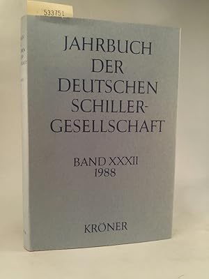 Bild des Verkufers fr Jahrbuch der Deutschen Schillergesellschaft, Bd.32, 1988 zum Verkauf von ANTIQUARIAT Franke BRUDDENBOOKS