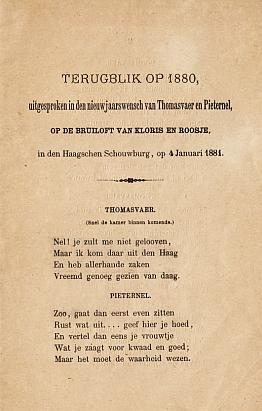 Terugblik op 's-Gravenhage in 1880, uitgesproken in den Nieuwjaarswensch van Thomasvaer en Pieter...