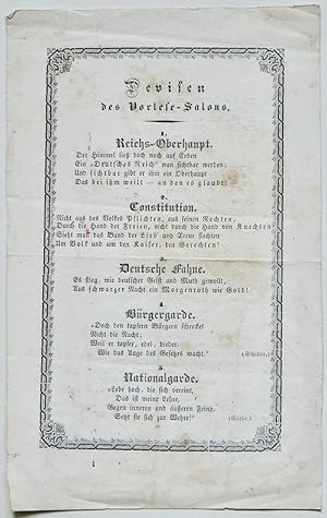 Devisen des Vorlese-Salons. [Flugblatt.] Ohne Ort, Druck u. Jahr [Wien 1848]. 23,6 : 14,9 cm. 1 B...