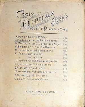 Bild des Verkufers fr Mazurek op. 9 no. 2 (Choix de morceaux favoris pour le piano  2 mains) zum Verkauf von Paul van Kuik Antiquarian Music