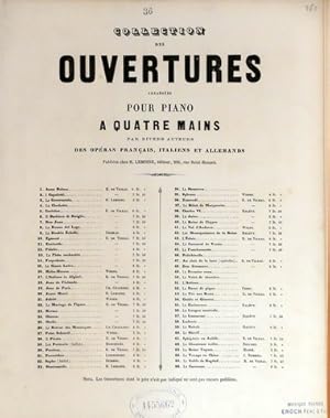 Ouverture de Tancredi de Rossini. Arrangée à 4 mains par R. de Vilbac (Collection des ouvertures ...