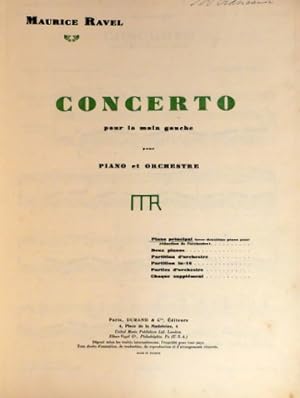 Concerto pour la main gauche pour piano et orchestre. Piano principal (avec deuxième piano pour r...