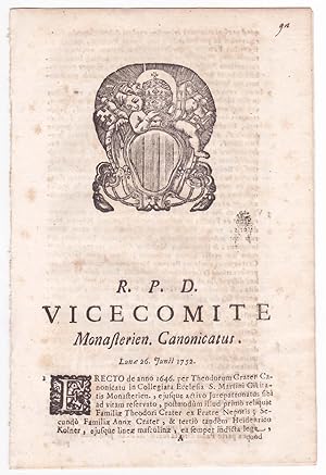 R.P.D. Vicecomite Monasterien Canonicatus