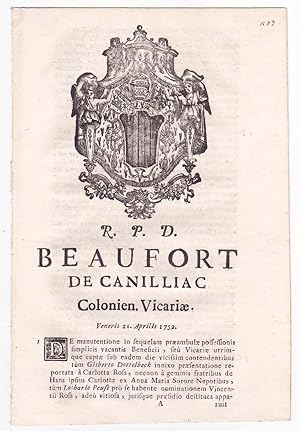 R.P.D. Beaufort de Canilliac Colonien Vicariae