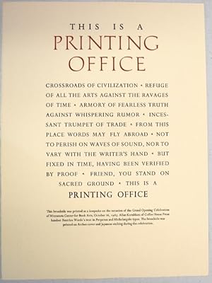 Imagen del vendedor de This is a printing office. a la venta por Rulon-Miller Books (ABAA / ILAB)