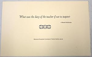 What was the duty of the teacher if not to inspire