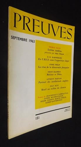 Immagine del venditore per Preuves. n151. Septembre 1963 venduto da Abraxas-libris