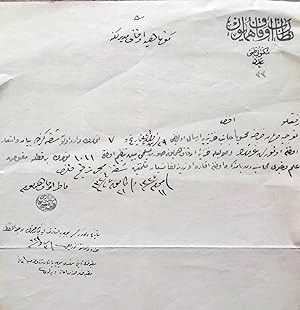 Autograph document sealed 'Nazir-i Evkâf-i Humâyûn Mehmed Semseddin'.