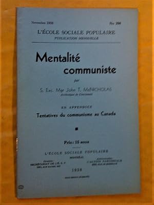 Imagen del vendedor de Mentalit communiste. En appendice: Tentatives de communisme au Canada a la venta por Claudine Bouvier