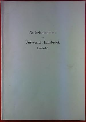 Bild des Verkufers fr Nachrichtenblatt der Universitt Innsbruck 1965-66 zum Verkauf von biblion2