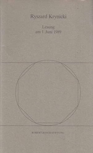 Imagen del vendedor de Ryszard Krynicki. Lesung am 1. Juni 1989. a la venta por Fundus-Online GbR Borkert Schwarz Zerfa