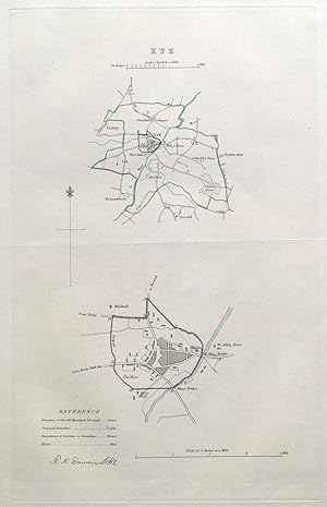 Antique Map EYE, CAMBRIDGESHIRE, UK, Street Plan, Dawson Original 1832
