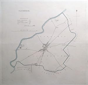 Antique Map CLITHEROE, LANCASHIRE, ENGLAND, Street Plan, Dawson Original 1832