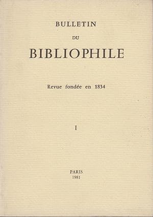 Bild des Verkufers fr Bulletin du Bibliophile. - Revue fonde en 1834. - N I. zum Verkauf von PRISCA