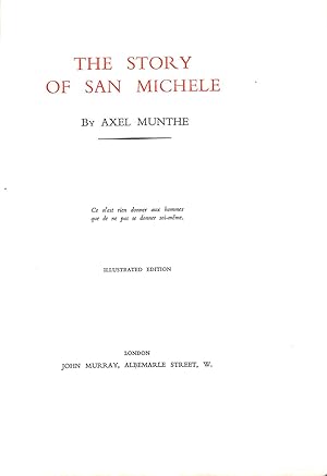 Imagen del vendedor de The Story of San Michele a la venta por WeBuyBooks