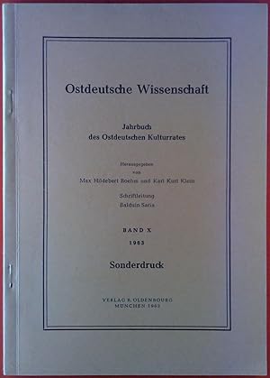 Bild des Verkufers fr Ostdeutsche Wissenschaft. Jahrbuch des Ostdeutschen Kulturrates. BAND X, Sonderdruck zum Verkauf von biblion2